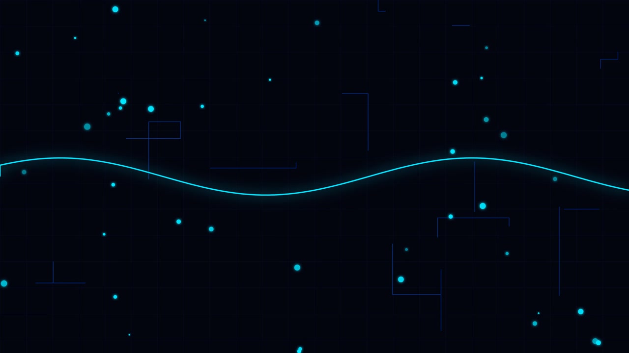 Abstract Digital Background with Glowing Sine Wave and Floating Particles