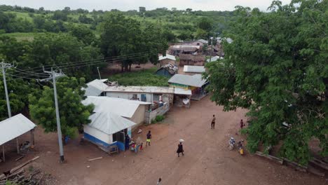 aerial shot of small village in ghana west africa