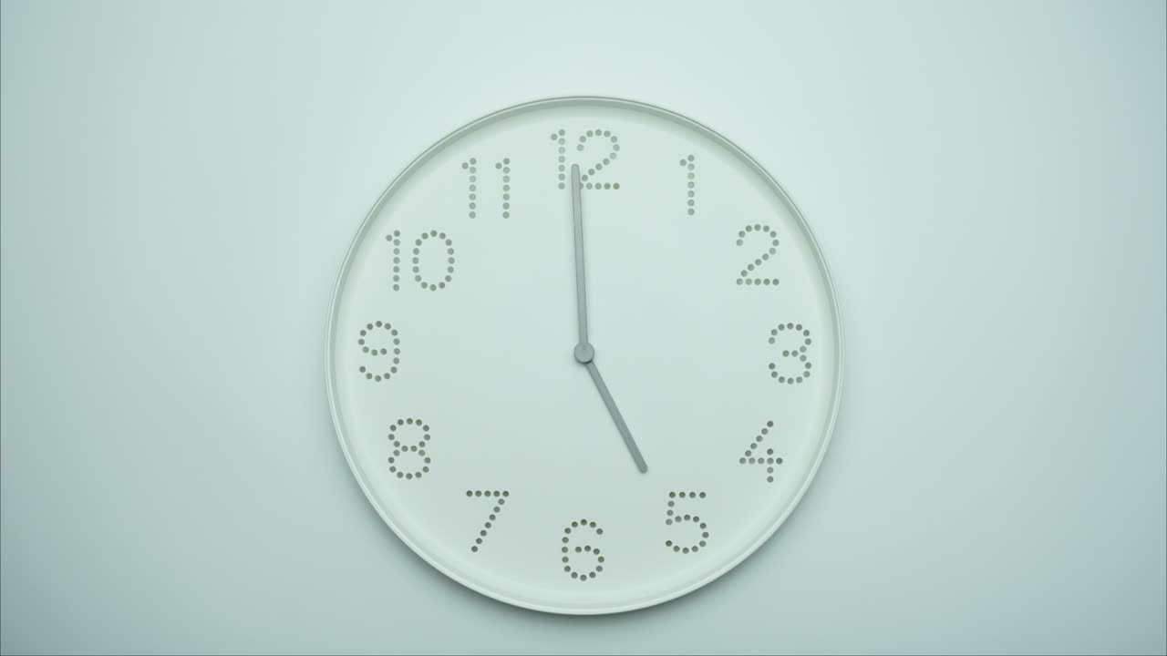 el reloj de pared blanco de lapso de tiempo dice la hora de 3 minutos a las 6 horas.