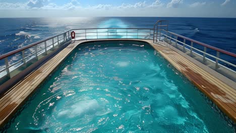 swimming pool on the aft deck of a cruise ship at sea