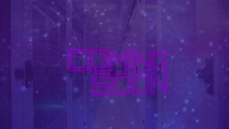 Animation-of-text-that-reads-'coming-soon'-in-pink-neon-letters-on-a-white-background