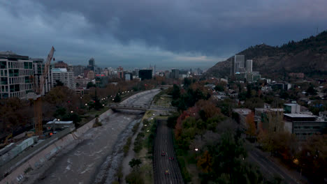 Santiago-de-Chile-Drone-winter-clouds-Providencia