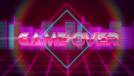 animación del juego sobre la ciudad de contorno en el espacio digital rojo