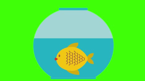 animation of a fish icon on a green screen