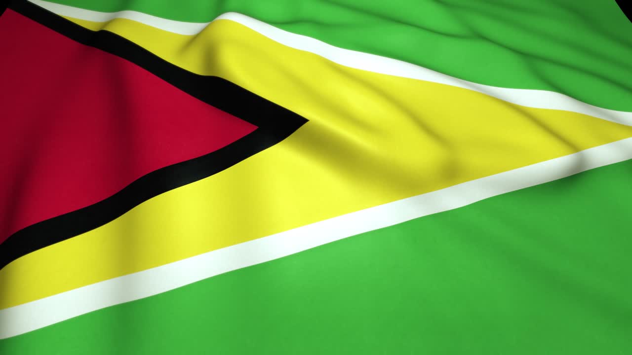 agitando una bandera realista de guyana en 4k, animación en bucle