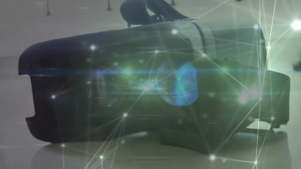 animación de la red de conexiones a través de auriculares vr