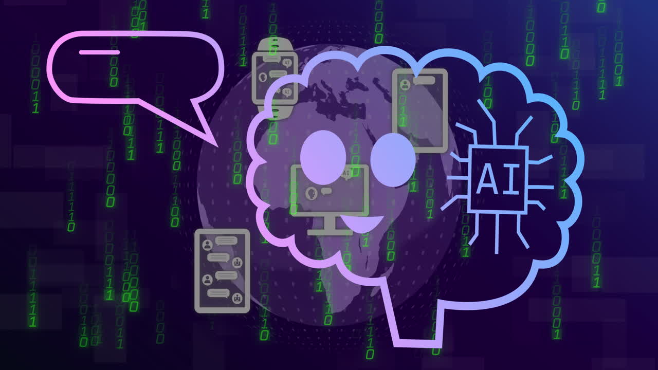 animación de un procesamiento de datos sobre codificación binaria