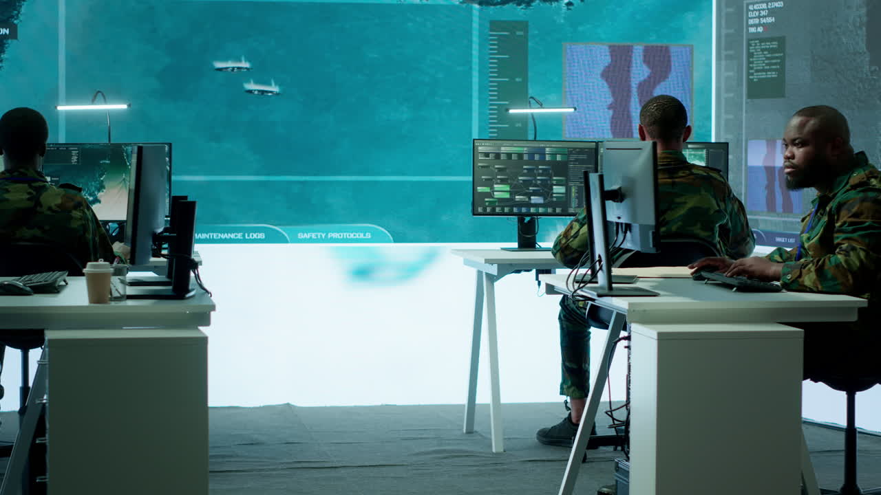 Soldier in a secure environment ensuring data analysis and processing