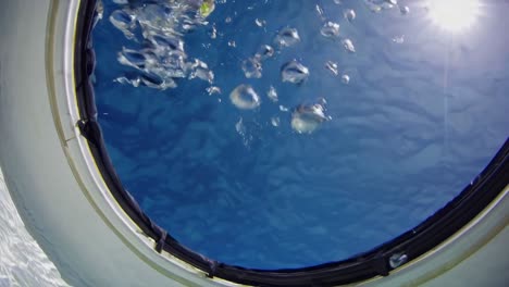 happy child swimming underwater