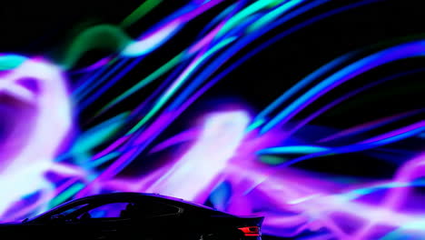 car with neon light painting