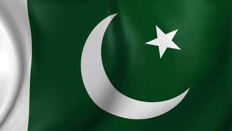 video animation of pakistan flag, slow motion closeup waving in the wind.