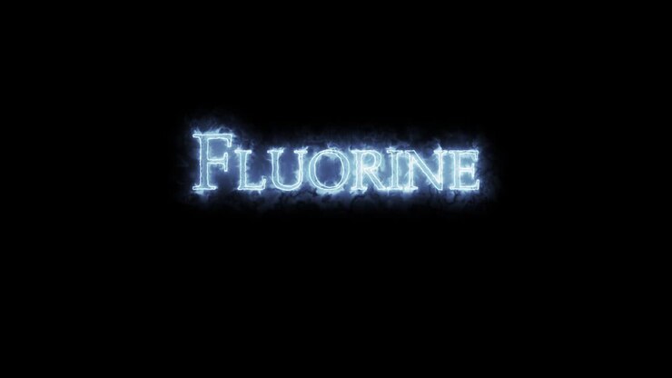 Fluorine, chemical element, written with fire. Loop