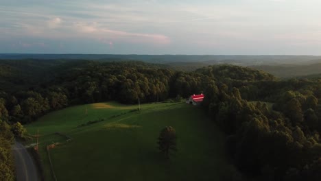 old horse barn drone shot