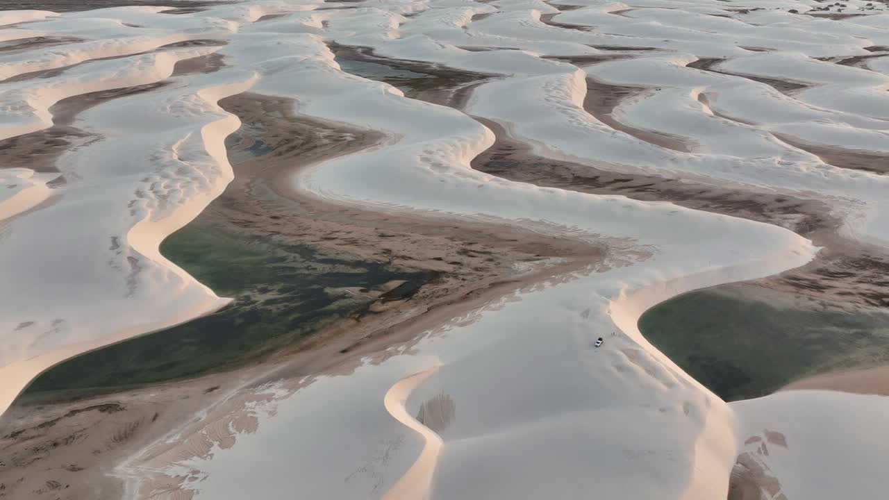 Panoramic view of the incredible lakes in Lencois Maranhenses, Maranhão, Brazil.