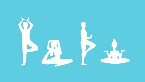 silhouette of people practicing yoga