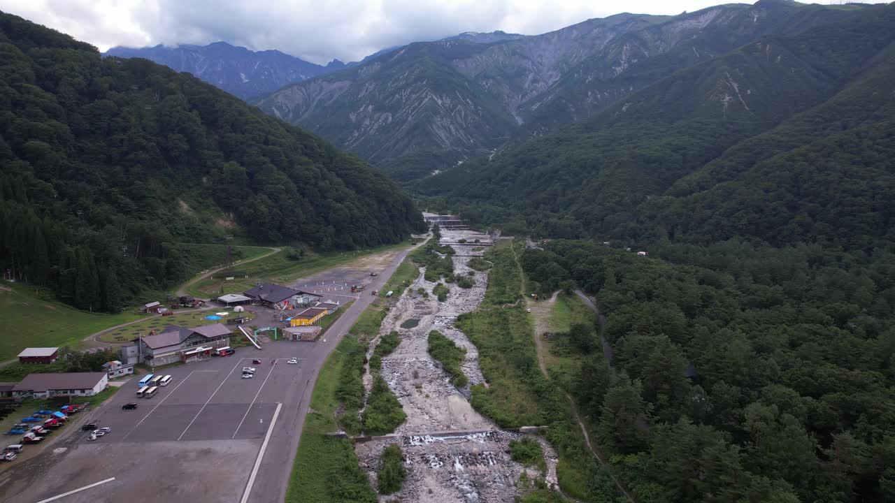 Matsu-kawa River In The Hakuba Valley Of The Japanese Alps In Summer - Drone Shot