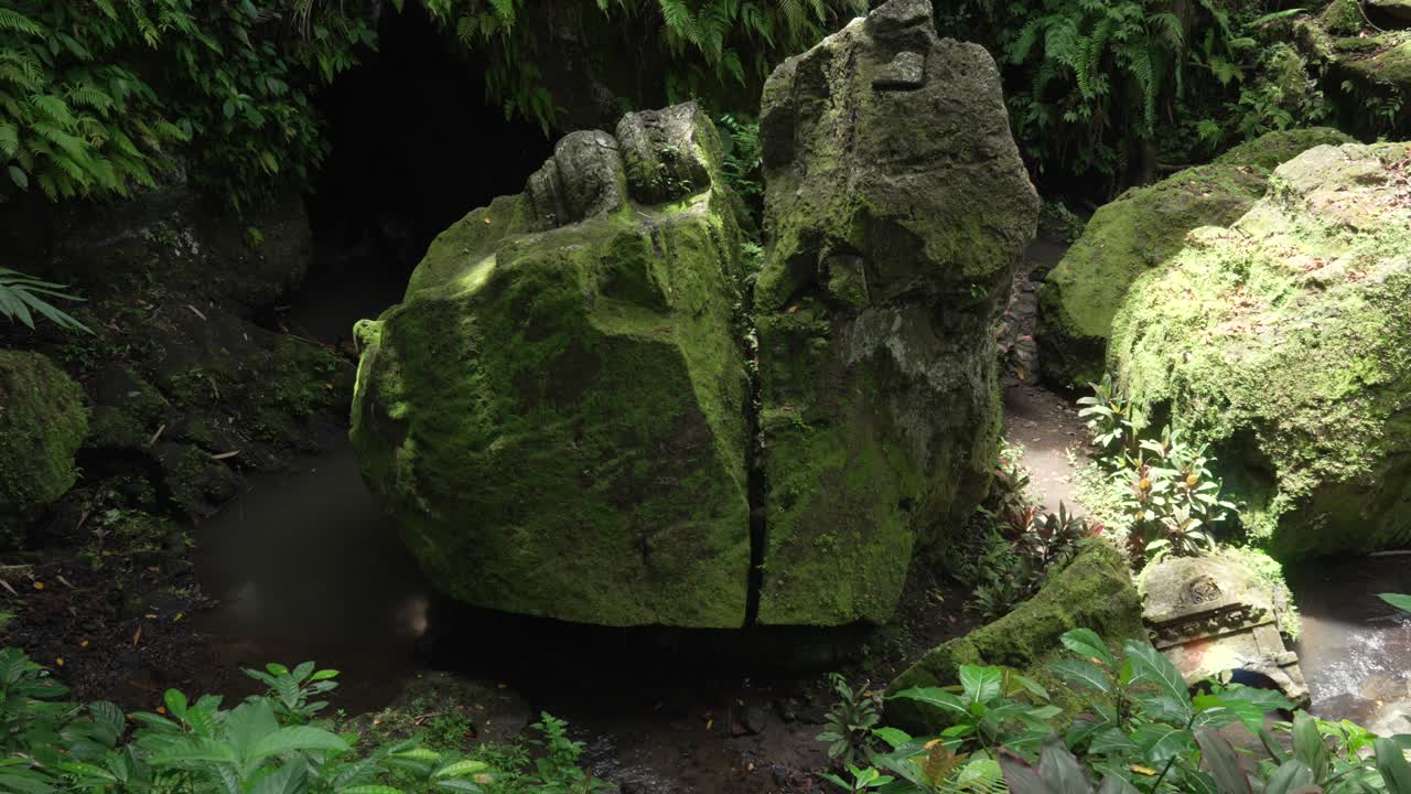 Bali archeological site ancient stone carvings Goa Gajah temple Ubud Indonesia