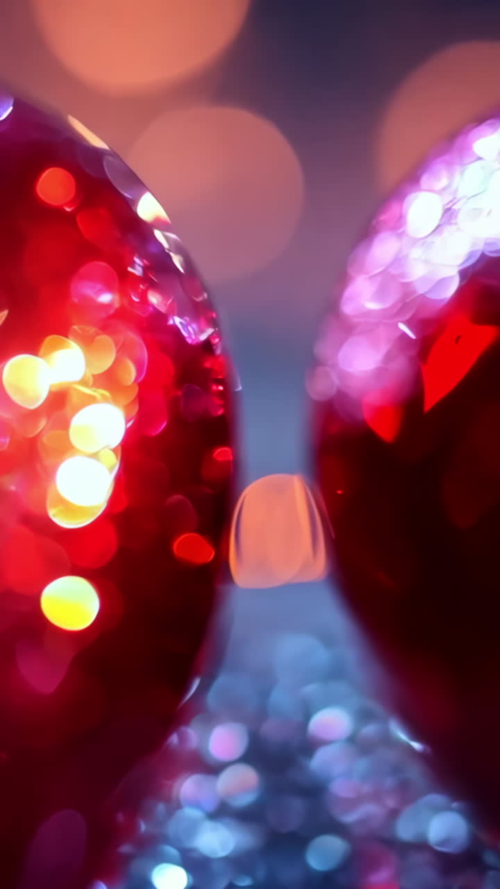 Two hearts are placed on a blue background with glitter. The glitter adds a sense of sparkle and romance to the image