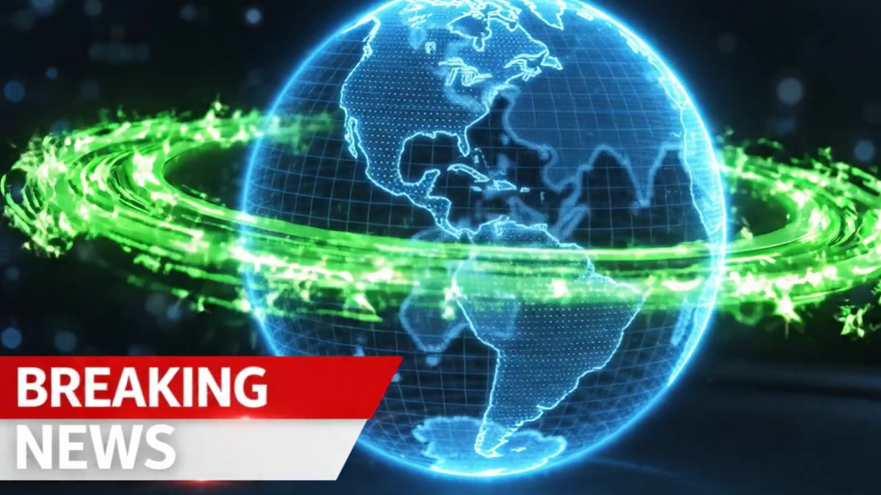 A Glowing Digital Representation of Earth Surrounded by a Dynamic Green Orbiting Energy Ring, Signifying Global Connectivity and Information Flow