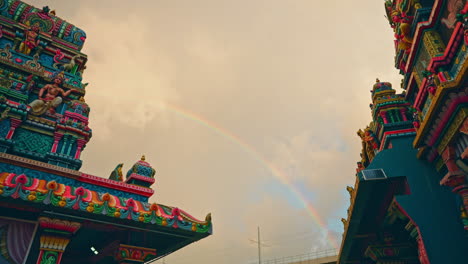 Static-close-up-shot-of-colorful-decorated-Kaylasson-Hindu-temple,-Port-Louis,-Mauritius