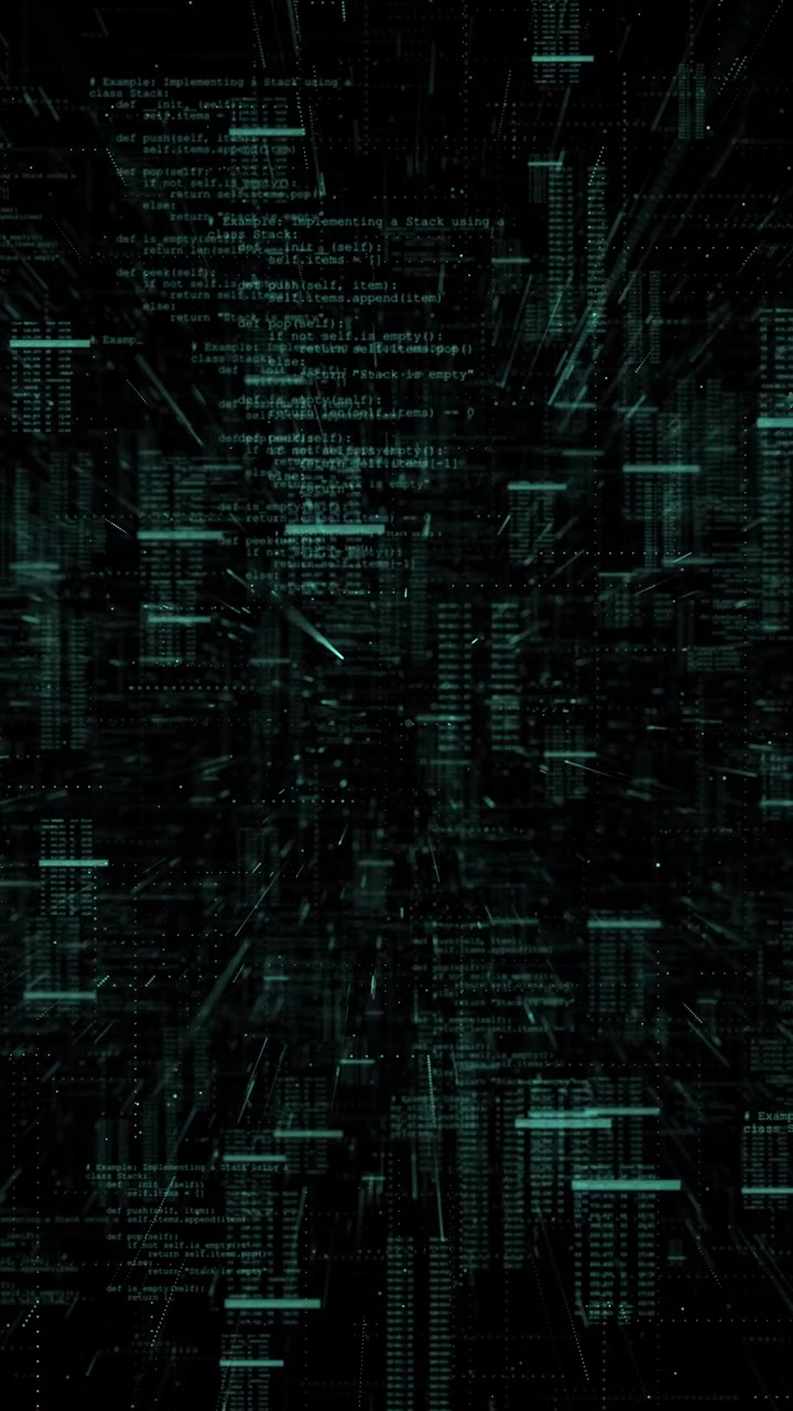 Grønn kode-matrise bybakgrunn med datakolonner av programmeringstekst og mørk cyberdybde, perfekt