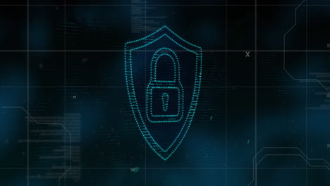 security padlock icon against data processing