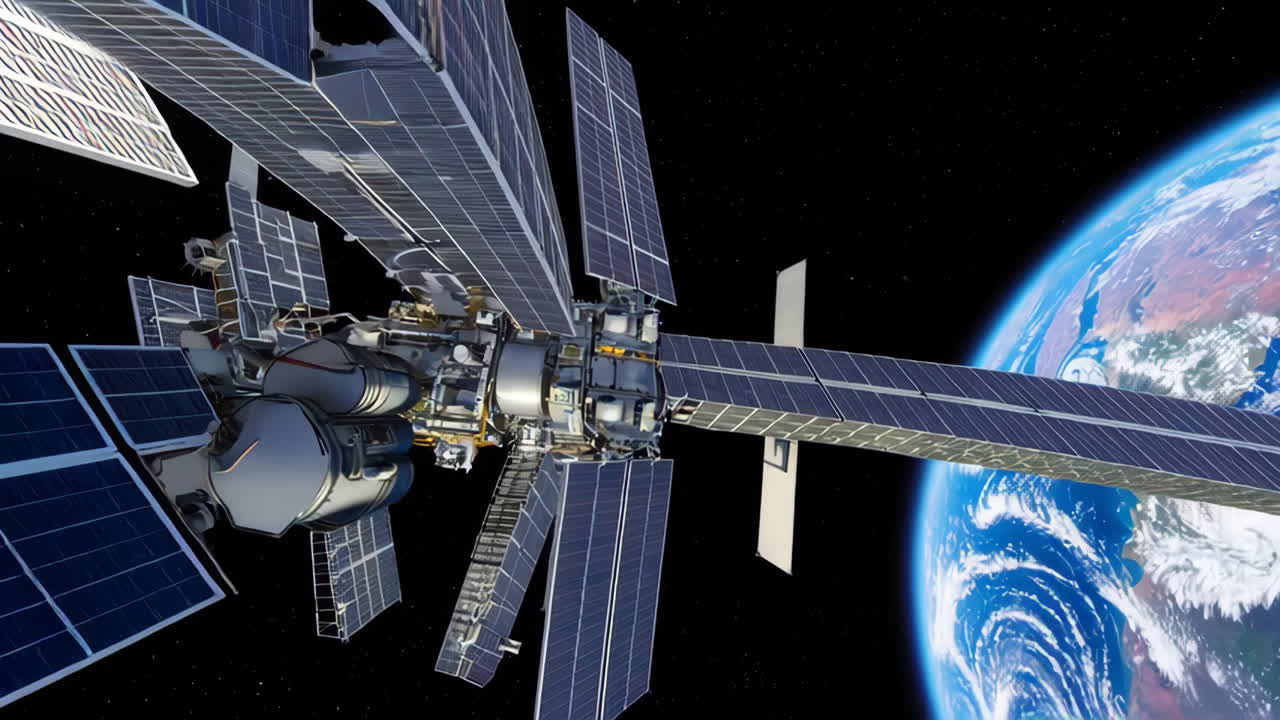 estación espacial en órbita alrededor de la tierra