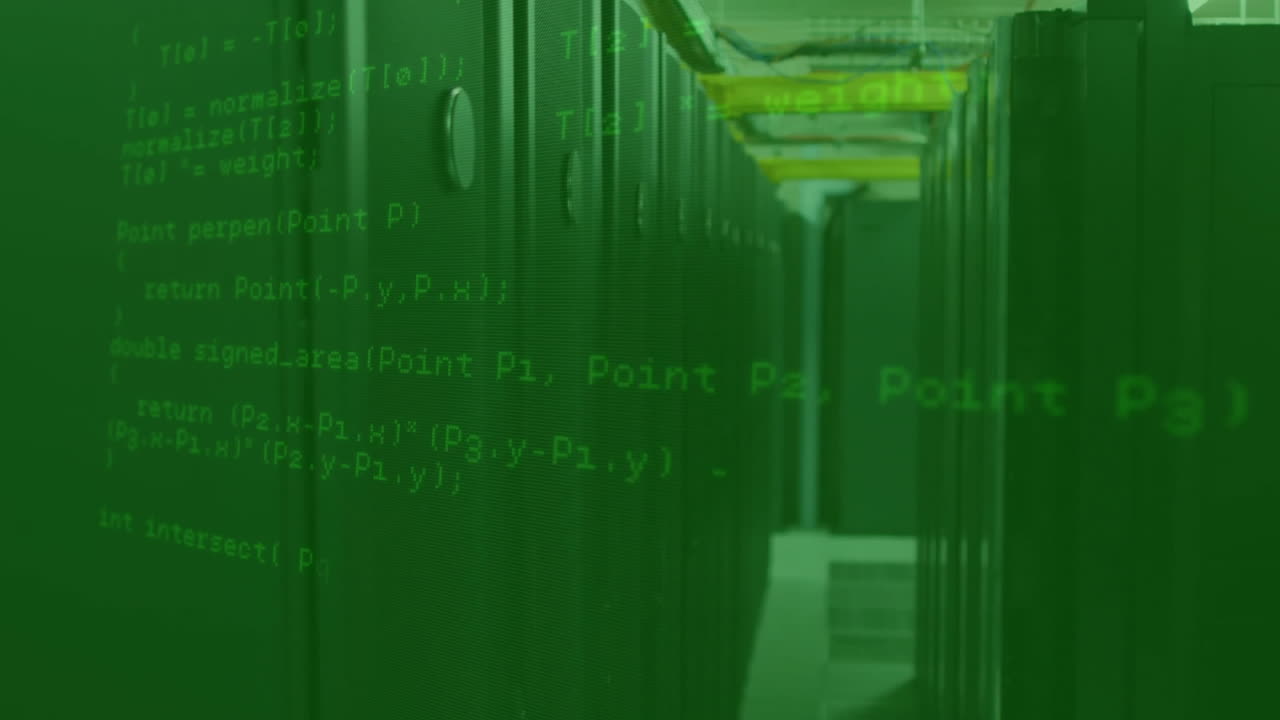 Animation of data processing over server room