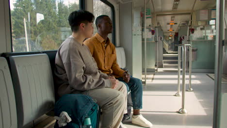 friends talking in the train