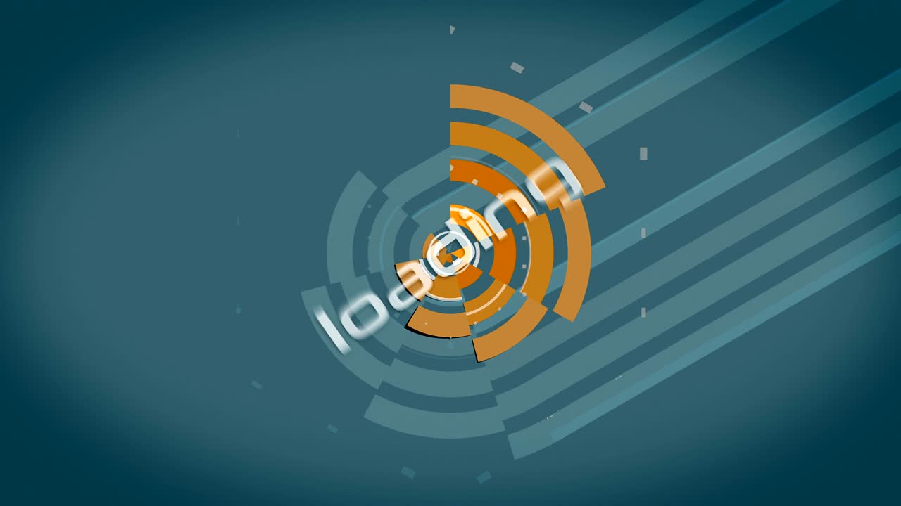 Vector color spinning abstract geometric banner. Retro style. Loop. Version with text LOADING.