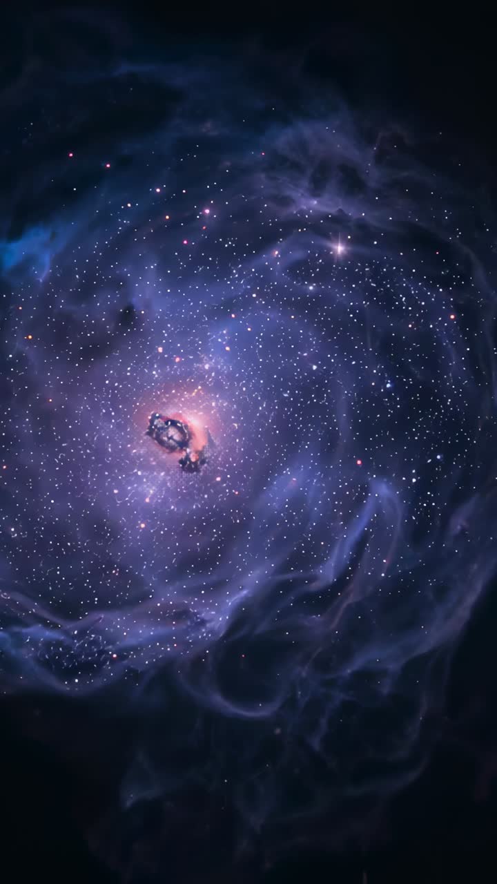 Lodret video: Afspilning starter, nebelsvirvel skifter i nebula med lys kerne og filament