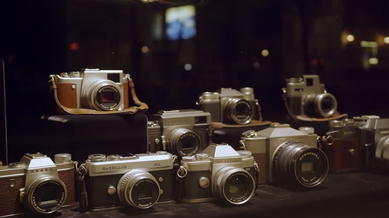 Collection of Vintage Cameras on Display