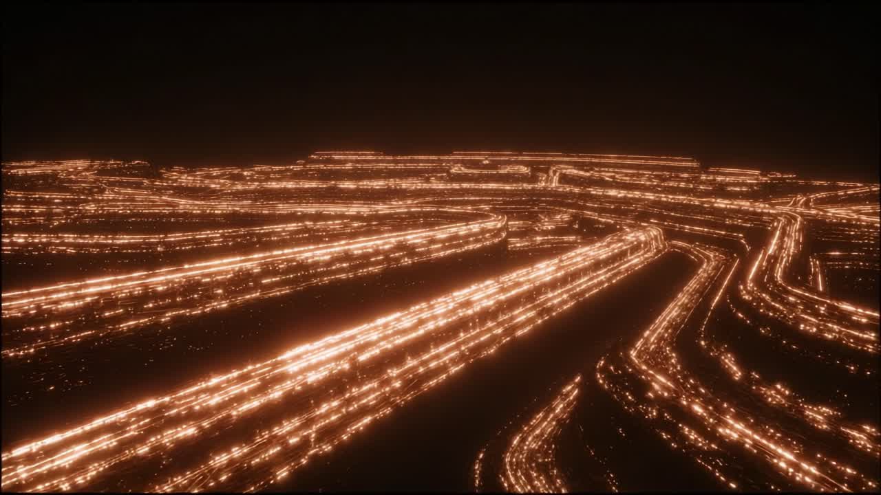 A Stunning Perspective of Flowing Lava: Capturing the Mesmerizing Movement of Molten Rock Across a Dark Landscape in Two Dramatic Frames
