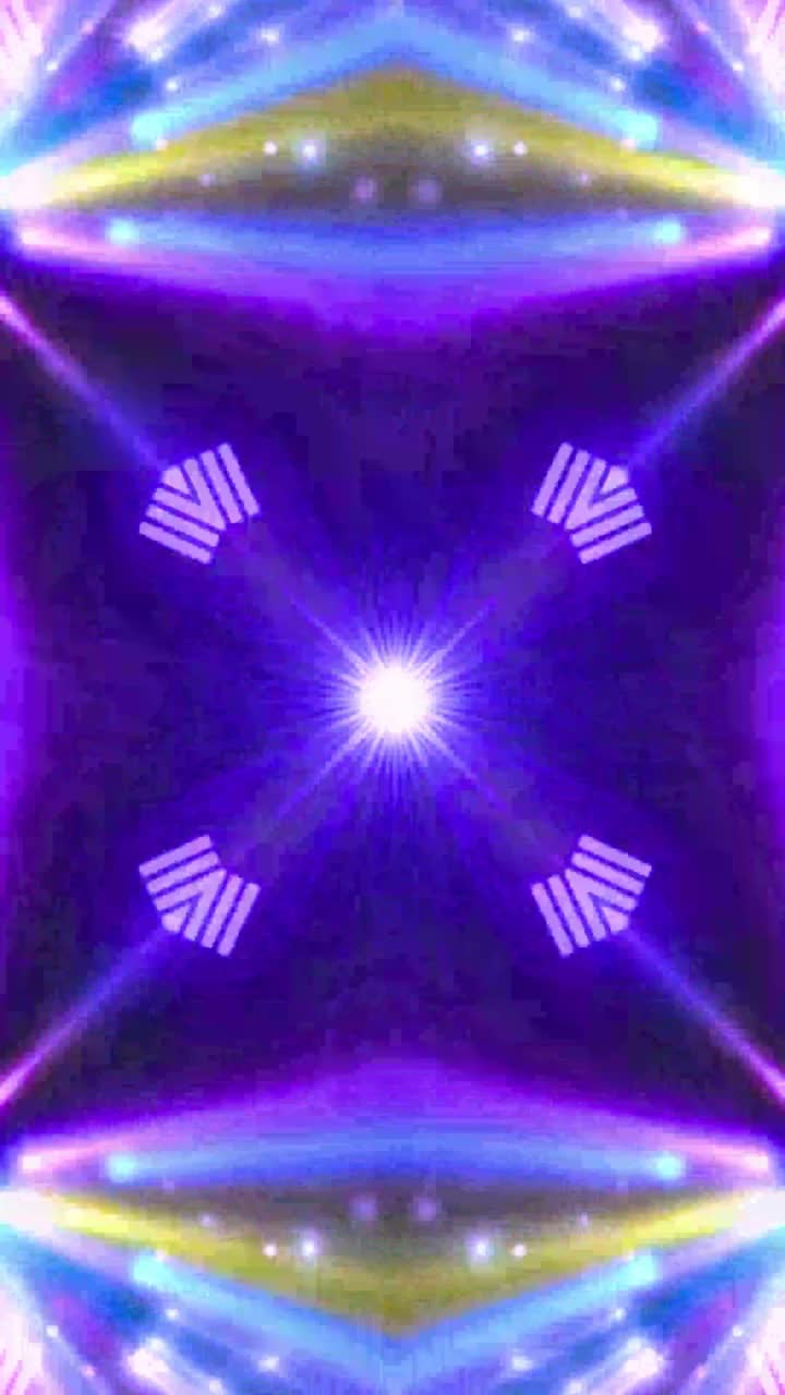 Caleidoscopio astratto vibrante di luci pulsanti