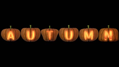 carved pumpkin letters  forming the text autumn