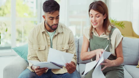 interracial couple, tax and finance paper in home