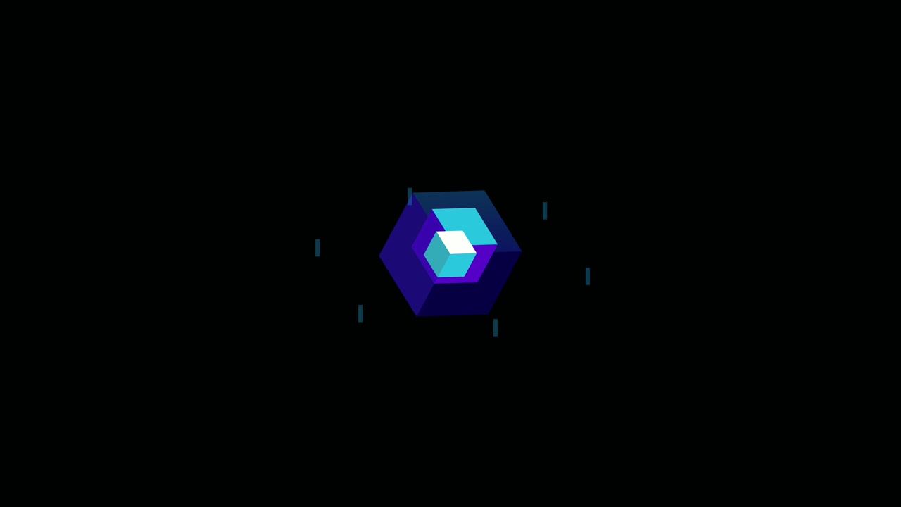Abstract 3D Geometric Cube Animation Expanding on Black Background