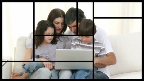 animación de las familias que se relajan en casa