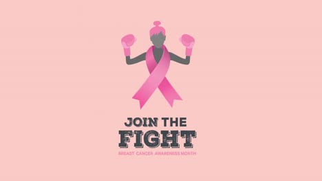 Animation-of-pink-ribbon-logo-and-breast-cancer-text-appearing-on-pink-background