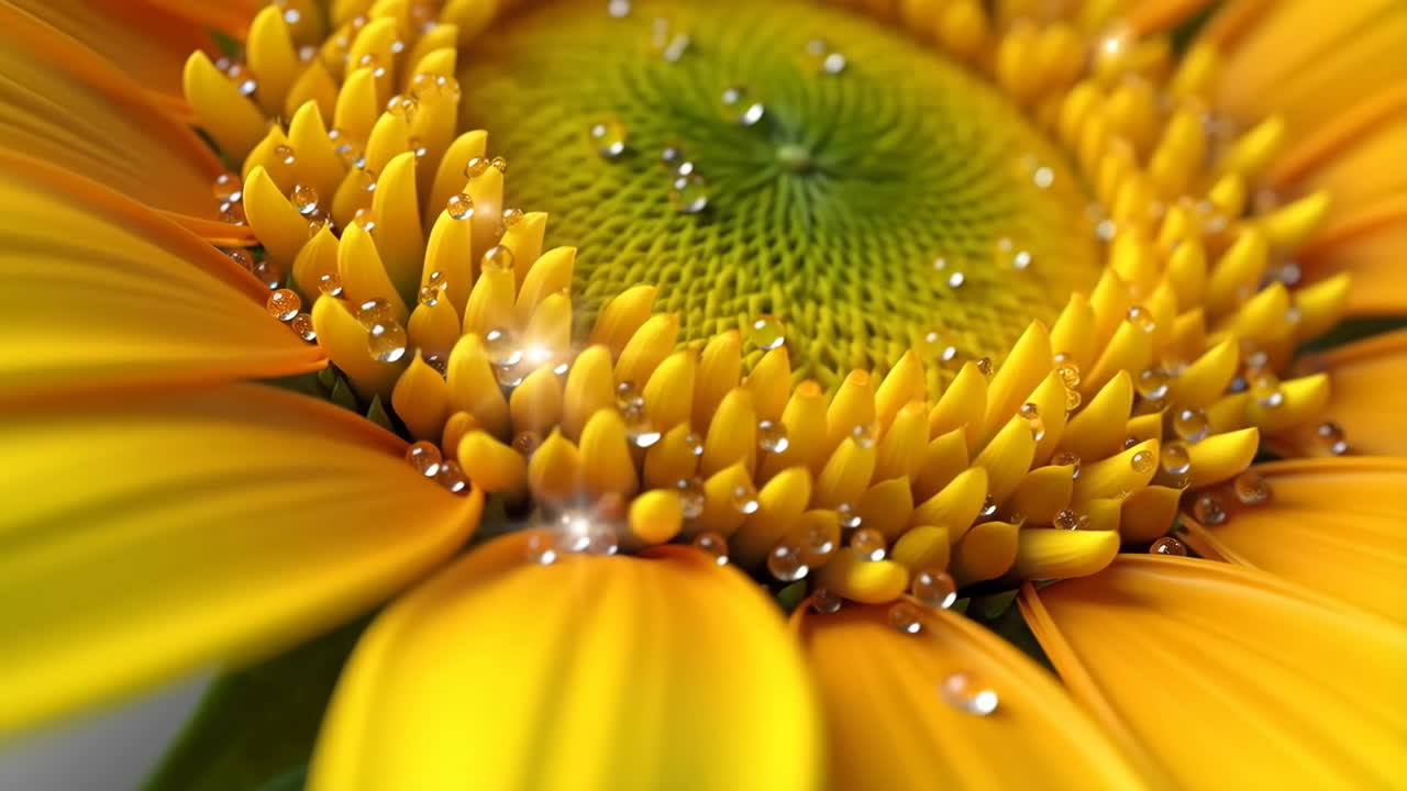 Close-up of a vibrant yellow flower with sparkling water droplets