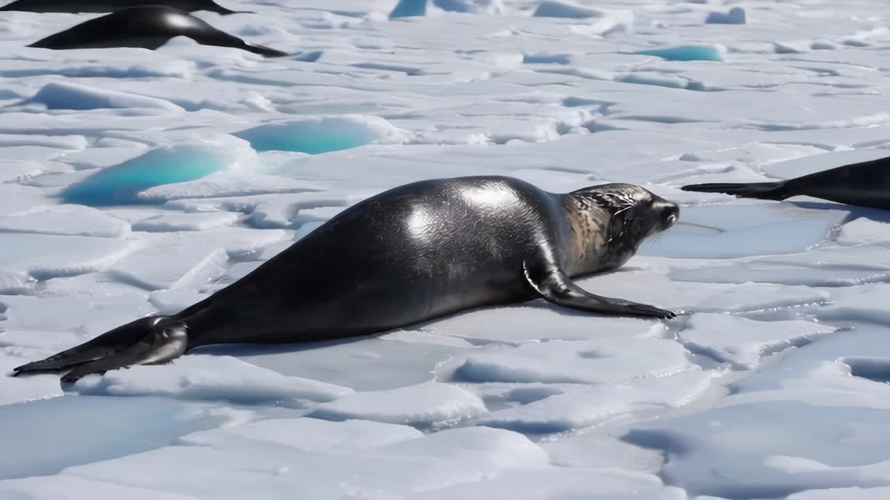 Seals resting on Antarctic ice floes