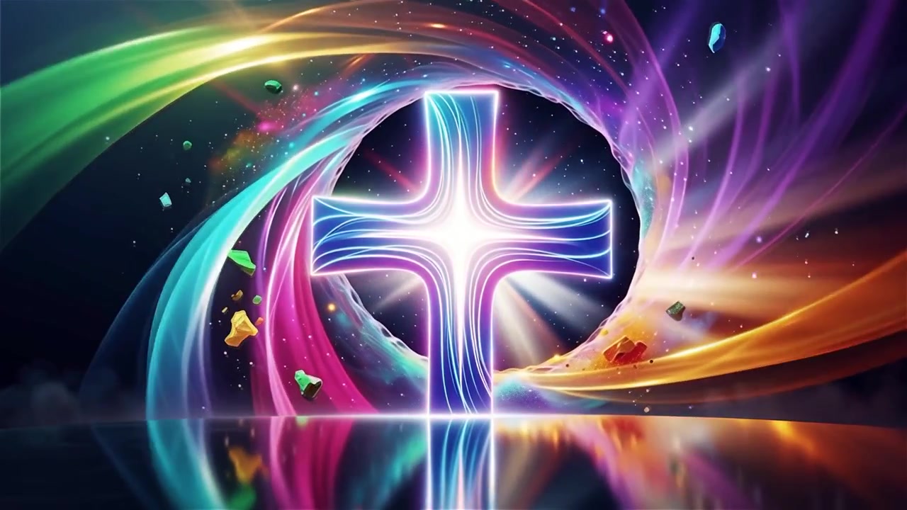 Christian Cross Heavenly Light Worship Background