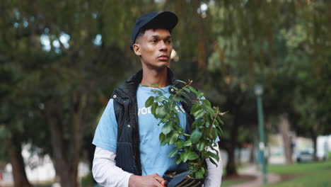 young man planting a tree