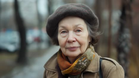 senior woman walking outdoors