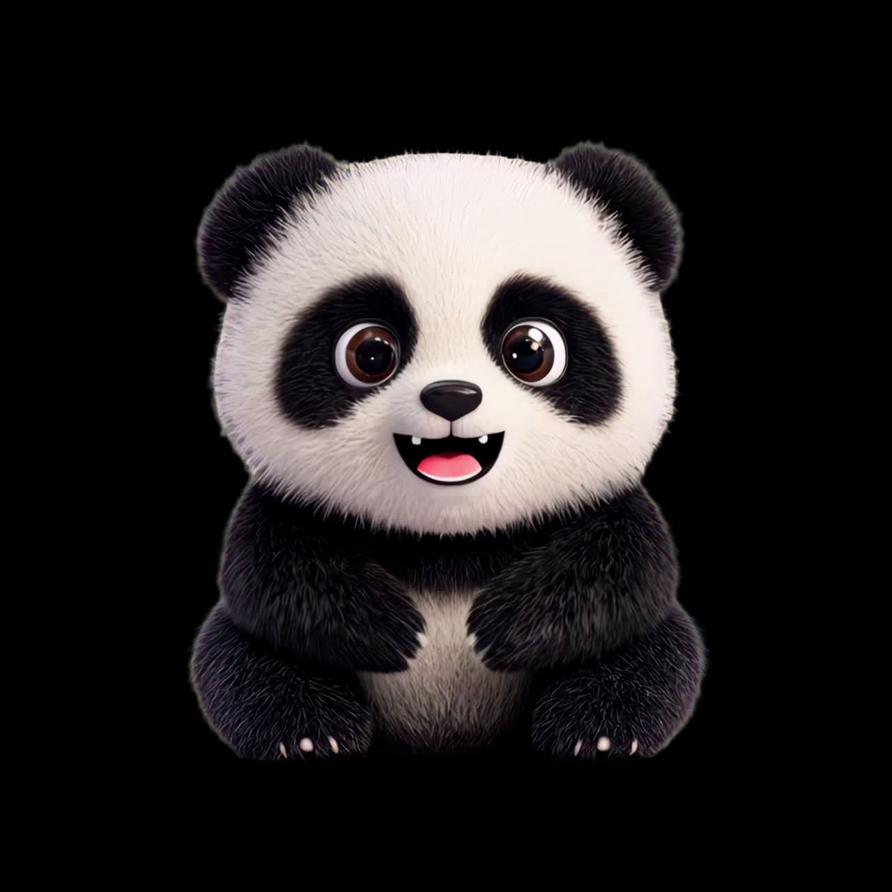 Cute panda baby animation isolated asset, transparent 4K video, alpha channel, ProRes 4444