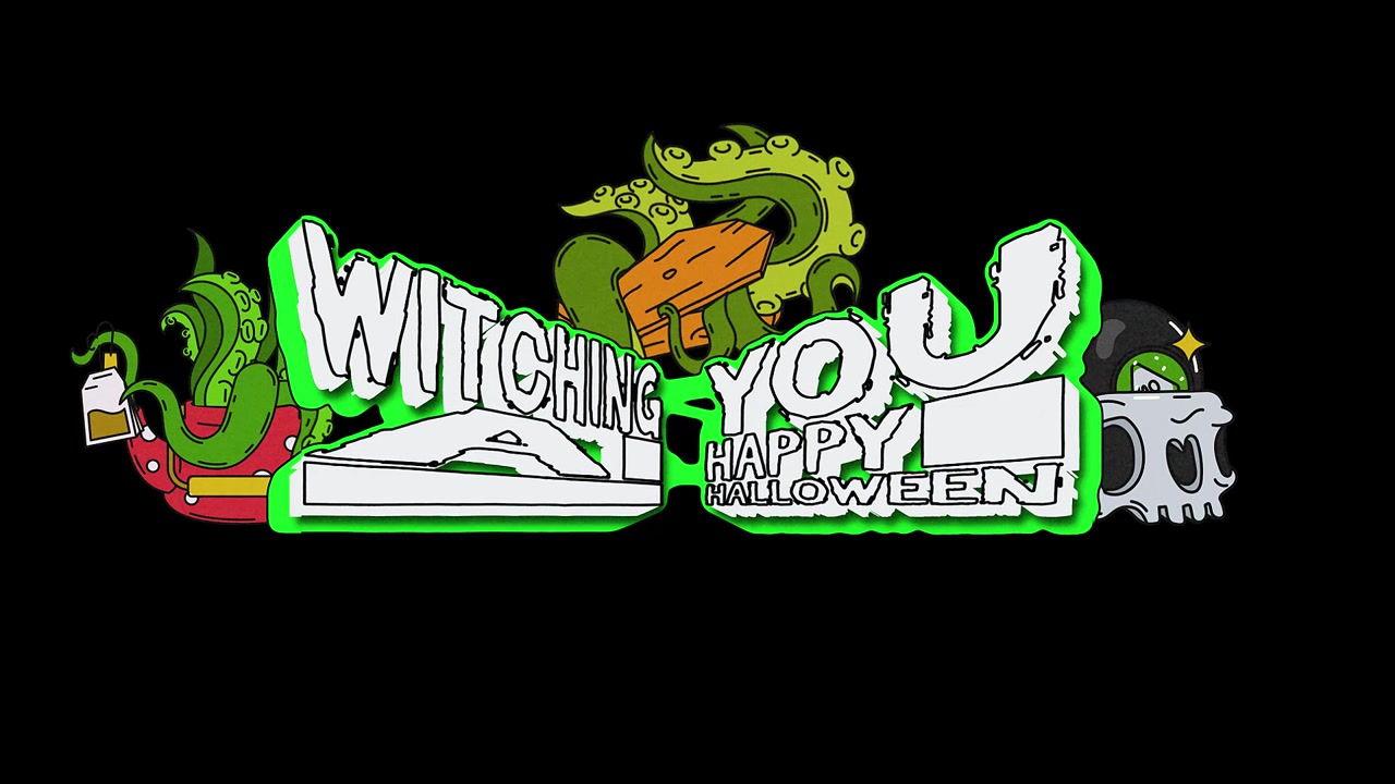 Augurio animato di Halloween con la scritta 'Ti auguro un felice Halloween'