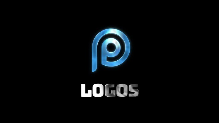 Moderne Blauw Gloeiende Letter P Logo-onthullingsanimatie