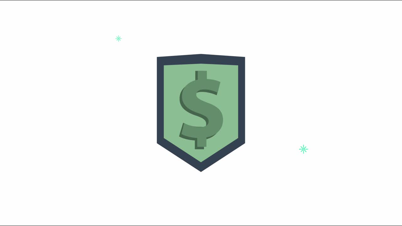 animación financiera y económica con escudo