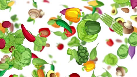 falling fruits and vegetables