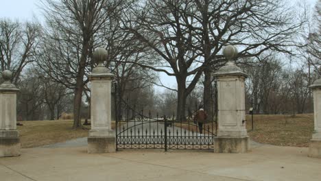 Statischer-Blick-Auf-Kalte-Bäume-Neben-Den-Straßen-In-Der-Stadt-Missouri,-Usa-An-Einem-Bewölkten-Tag